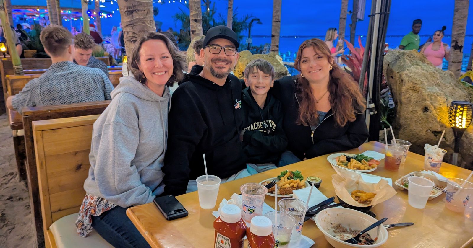 Mark Succarotte with his family at dinner at Seacrets